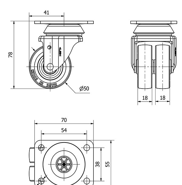 R.GIR.PLACA 10IR50-PGI POLIAMIX-GOMA GRIS (DOBLE) EJE LISO