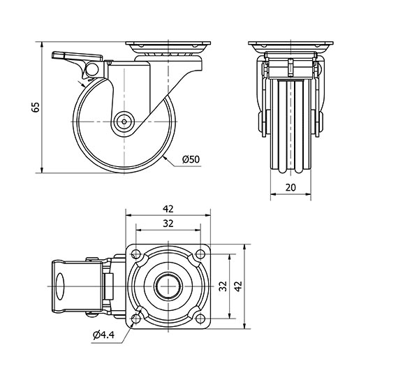 R.GIR.PLACA FRENO 10ALUFN50 ALUMINIO NIQUELADO-POLIURETANO EJE LISO