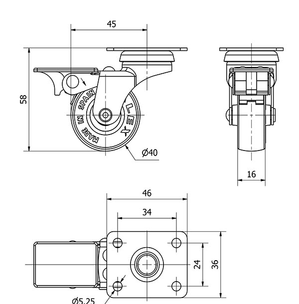 R.GIR.PLACA FRENO 10BSRFN40-PGI POLIAMIX-GOMA GRIS EJE LISO
