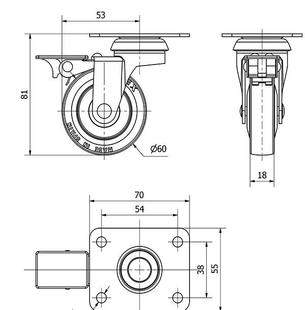 R.GIR.PLACA FRENO 10BSRFN60CP-PGI POLIAMIX-GOMA GRIS EJE LISO