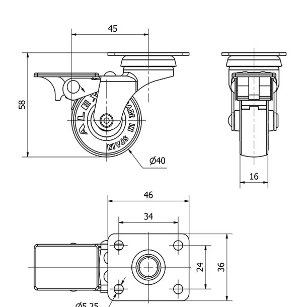 R.GIR.PLACA FRENO 10BSRFN40-PPI POLIAMIX-POLIUR.ROJO EJE LISO