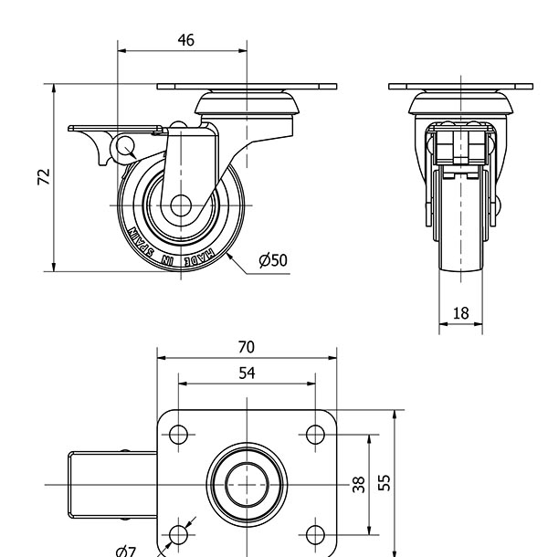 R.GIR.PLACA FRENO 10BSRFN50CP-PPI POLIAMIX-POLIUR.ROJO EJE LISO
