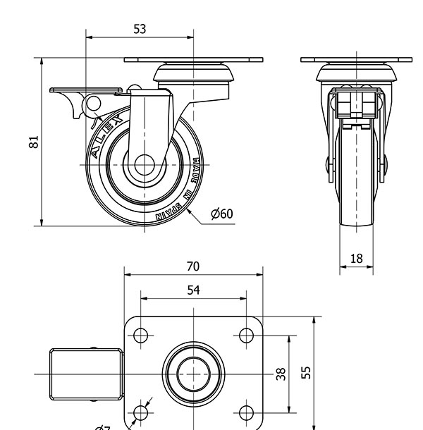 R.GIR.PLACA FRENO 10BSRFN60CP-PPI POLIAMIX-POLIUR.ROJO EJE LISO