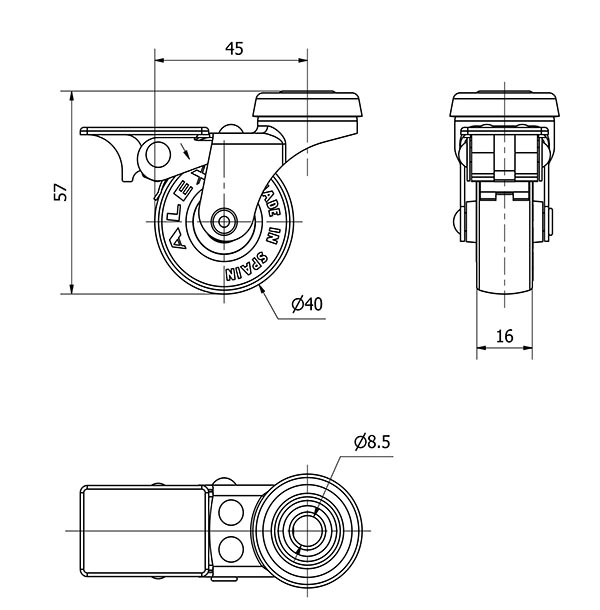 R.GIR.AGUJERO M8 FRENO 21BSRFN40-PPI POLIAMIX-POLIUR.ROJO EJE LISO