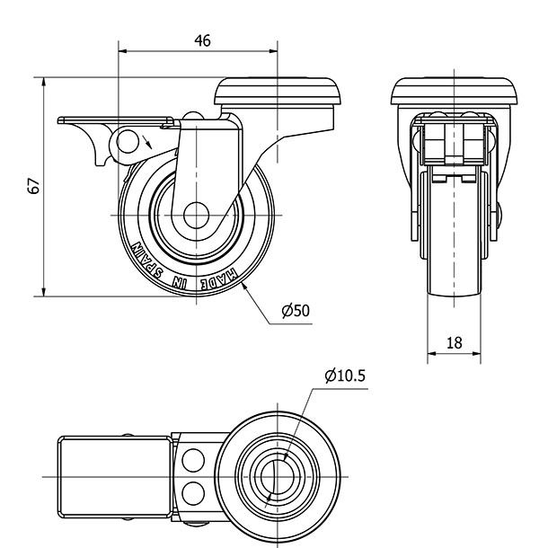 R.GIR.AGUJERO M10 FRENO 21BSRFN50CP-PPI POLIAMIX-POLIUR.ROJO LISO