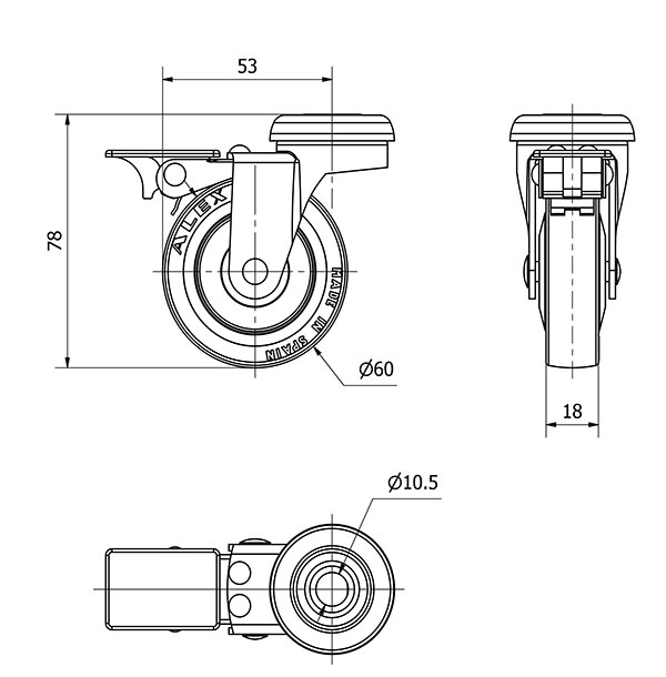 R.GIR.AGUJERO M10 FRENO 21BSRFN60CP-PPI POLIAMIX-POLIUR.ROJO LISO