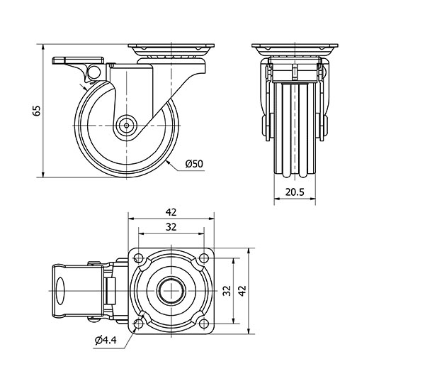 R.GIR.PLACA FRENO 10BDFNM50 CROMADO PULIDO-MADERA NOGAL EJE LISO