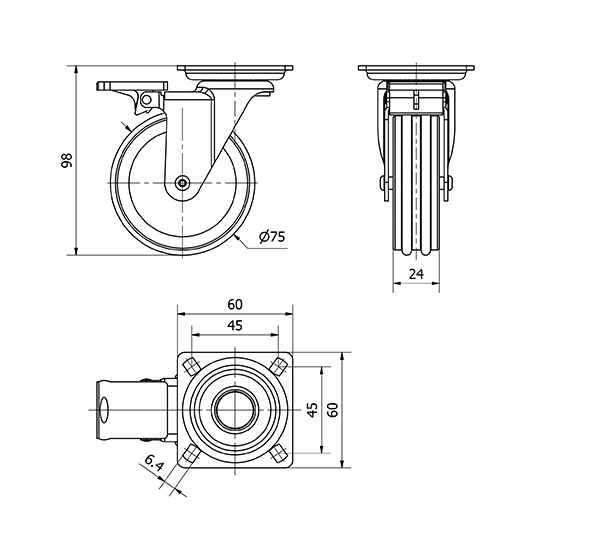 R.GIR.PLACA FRENO 10BDFNM75 CROMADO PULIDO-MADERA NOGAL EJE LISO