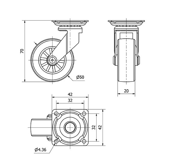 R.GIR.PLACA CROMADA PULIDA 10MDC50 POLIUR.AZUL EJE LISO