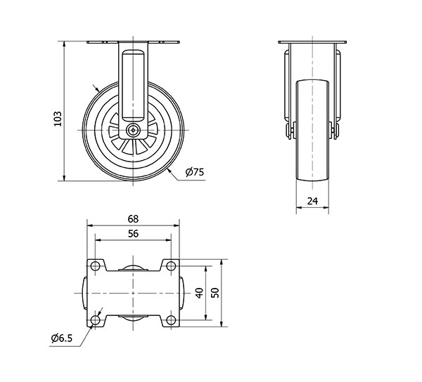 R.FIJA CROMADA PULIDA 17MDC75 POLIUR.AMARILLO EJE LISO