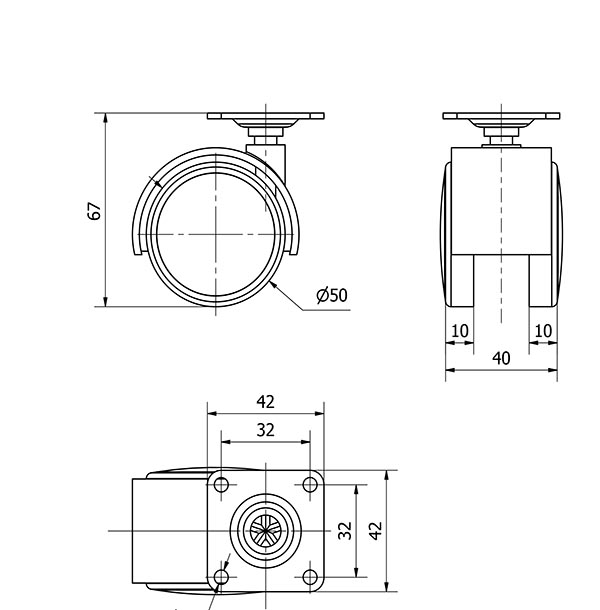 R.GIR.PLACA 42 x 42 10DKPU50 NYLON-POLIUR.NEGRO/GRIS