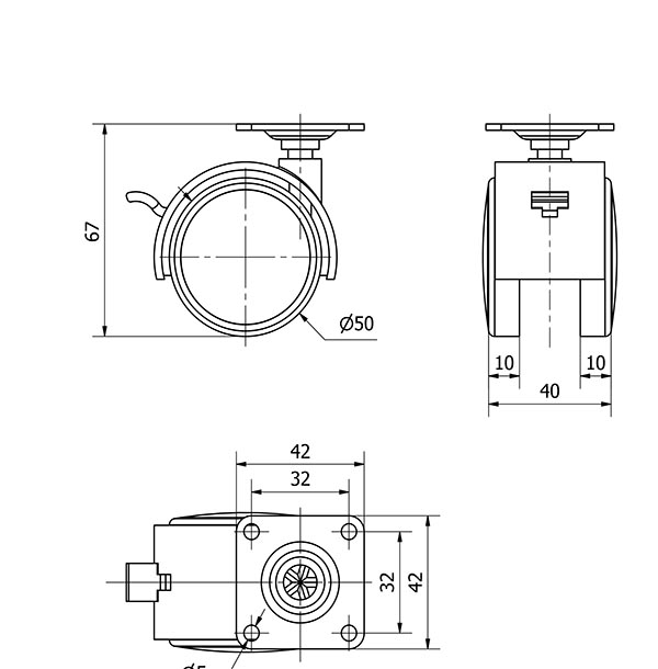 R.GIR.PLACA FRENO 42 x 42 10DKPUF50 NYLON-POLIUR.NEGRO/GRIS