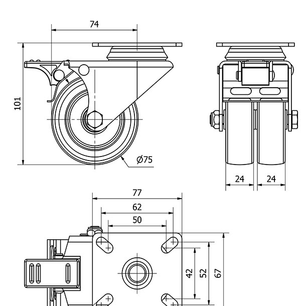 R.GIR.PLACA FRENO 10IFD75-BP POLIAMIX NEGRO (DOBLE) EJE LISO
