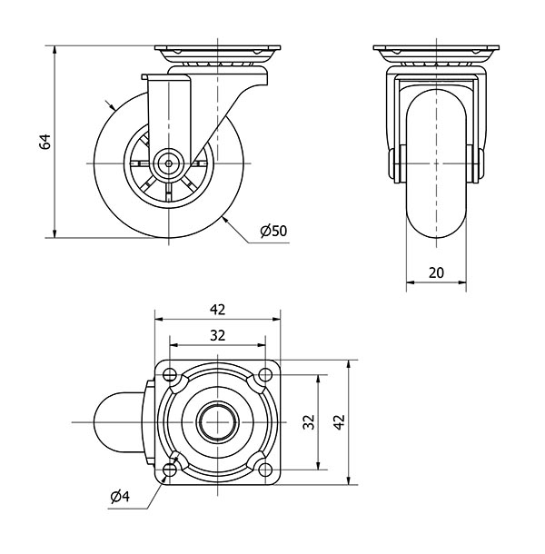 R.GIR.PLACA CROMADA 10BDT50 POLIUR.TRANSPARENTE EJE LISO