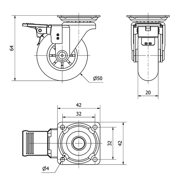 R.GIR.PLACA FRENO CROMADA 10BDTFN50 POLIUR.TRANSPARENTE EJE LISO