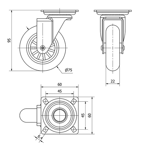R.GIR.PLACA CROMADA 10BDT75 POLIUR.TRANSPARENTE EJE LISO