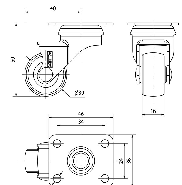 R.GIR.PLACA NIQUEL.10BDR30-PUA POLIAMIX-POLIUR.AZUL EJE LISO