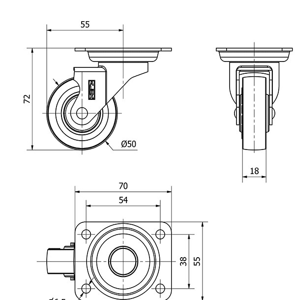 R.GIR.PLACA NIQUEL.10BDR50CP-PUA POLIAMIX-POLIUR.AZUL EJE LISO