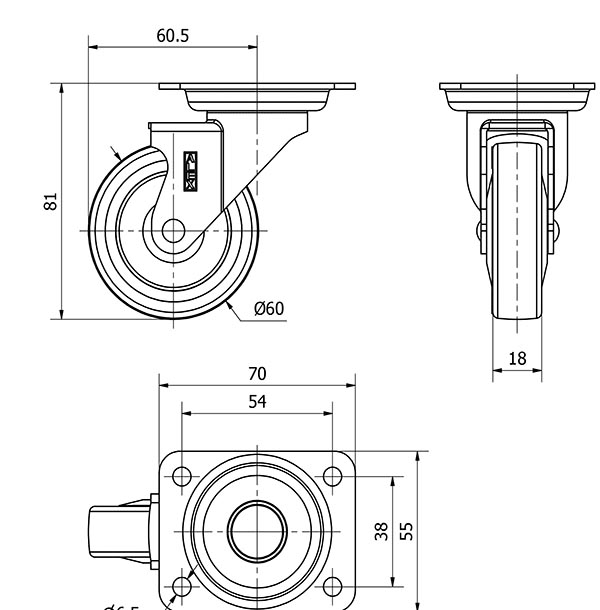 R.GIR.PLACA NIQUEL.10BDR60CP-PUA POLIAMIX-POLIUR.AZUL EJE LISO