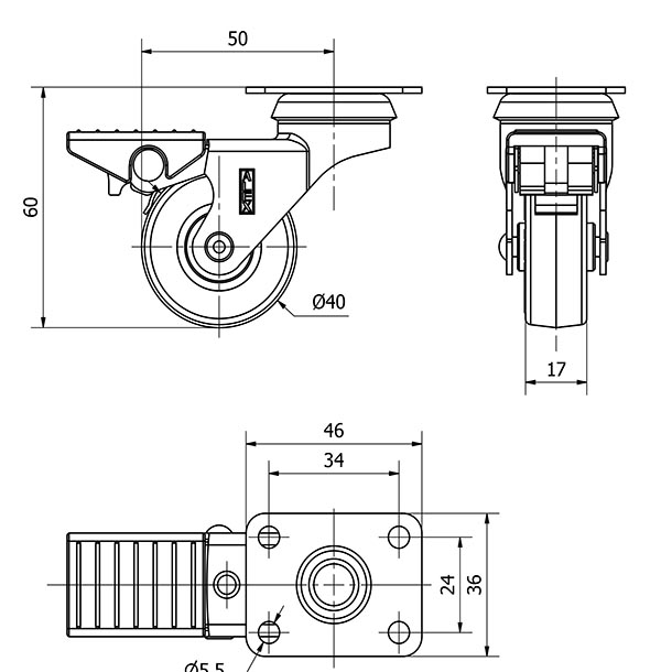 R.GIR.PLACA FRENO NIQUEL.10BDRFN40-PUA POLIAMIX-POLIUR.AZUL EJE LISO