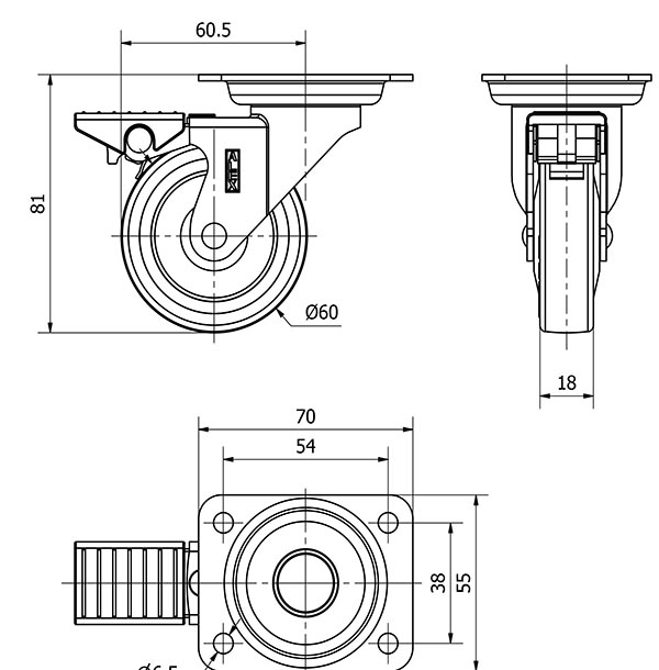 R.GIR.PLACA FRENO NIQUEL.10BDRFN60CP-PUA POLIAMIX-POLIUR.AZUL LISO