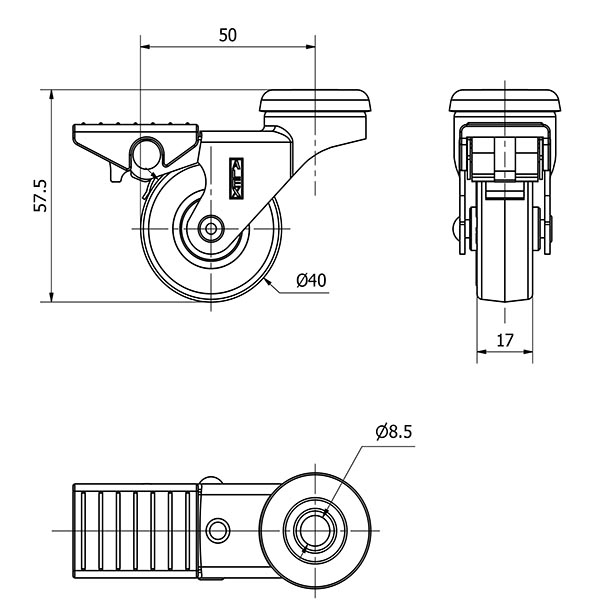 R.GIR.AGUJERO M8 FRENO NIQ.21BDRFN40-PUA POLIAMIX-POLIUR.AZUL LISO