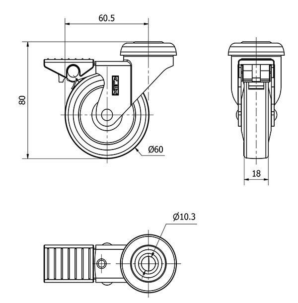 R.GIR.AGUJERO M10 FRENO NIQ.21BDRFN60CP-PUA POLIAMIX-POLIUR.AZUL LIS