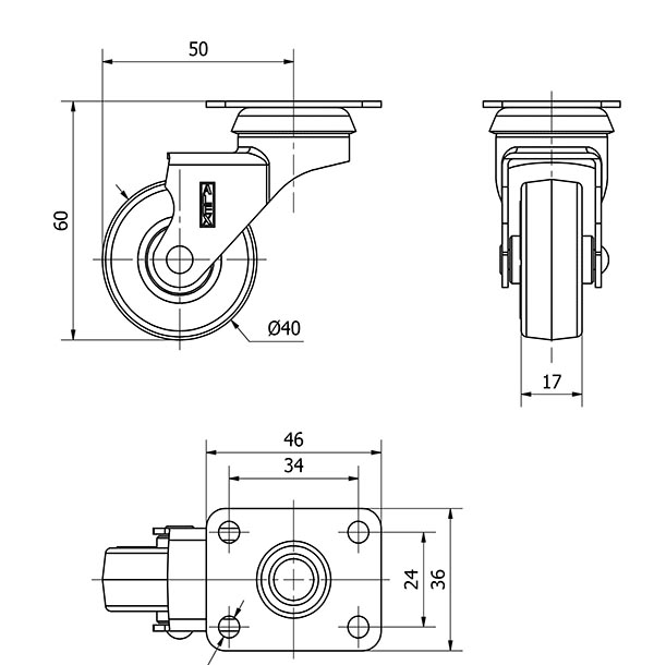 R.GIR.PLACA NIQUEL.10BDR40-PPI POLIAMIX-POLIUR.ROJO EJE LISO