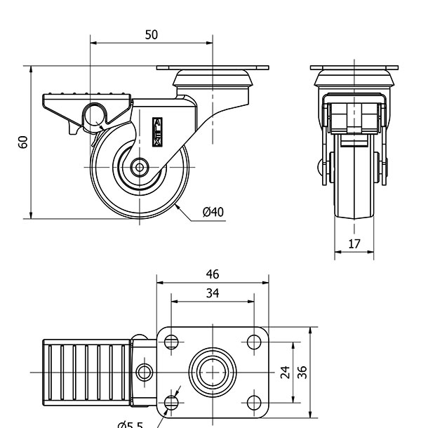 R.GIR.PLACA FRENO NIQUEL.10BDRFN40-PPI POLIAMIX-POLIUR.ROJO EJE LISO
