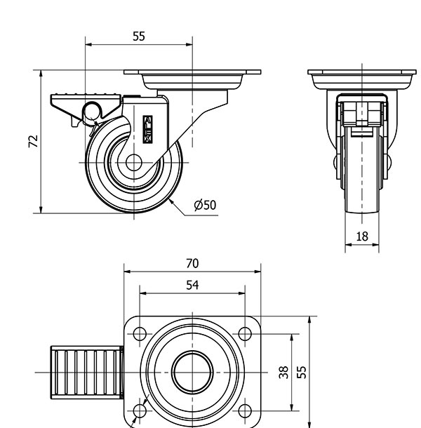 R.GIR.PLACA FRENO NIQUEL.10BDRFN50CP-PPI POLIAMIX-POLIUR.ROJO LISO