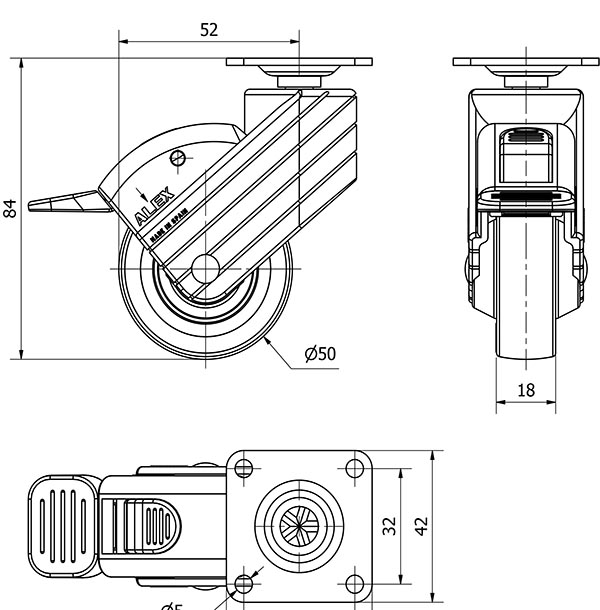 R.GIR.PLACA FRENO GRIS 10HPFN50CP-PGI POLIAMIX-GOMA GRIS EJE LISO