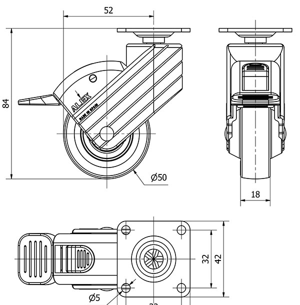 R.GIR.PLACA FRENO NEGRA 10HPFN50CP-PPI POLIAMIX-POLIUR.ROJO EJE LISO