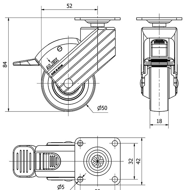 R.GIR.PLACA FRENO NEGRA 10HPFN50CP-PUA POLIAMIX-POLIUR.AZUL EJE LISO