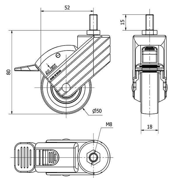 R.GIR.ESP.ROSC.M8x15 FR.NEGRA 50HPFN50CP-PPI POLIAMIX-POLIUR.ROJ.LIS
