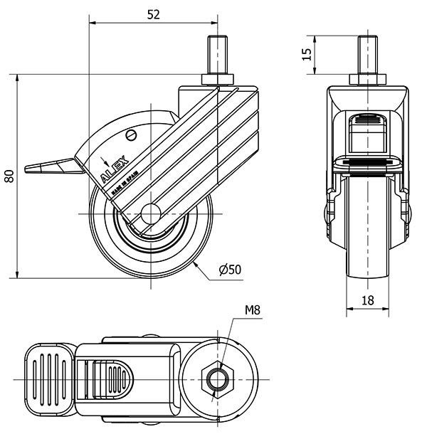 R.GIR.ESP.ROSC.M8x15 FR.NEGRA 50HPFN50CP-PUA POLIAMIX-POLIUR.AZUL LI