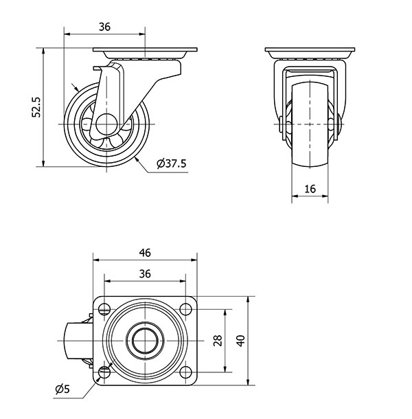 R.GIR.PLACA 10CLR40CP-PGIB GOMA GRIS EJE BOLAS