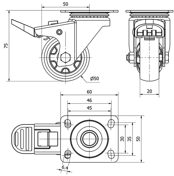 R.GIR.PLACA FRENO 10CLRFN50CP-PGIB GOMA GRIS EJE BOLAS