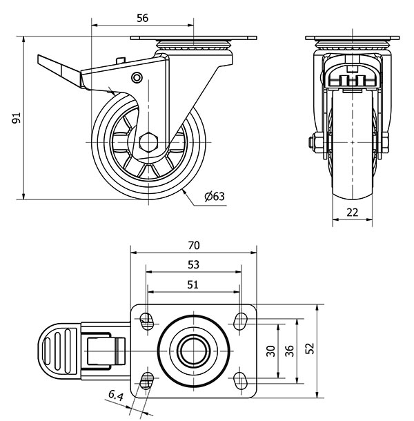 R.GIR.PLACA FRENO 10CLRFN60CP-PGIB GOMA GRIS EJE BOLAS