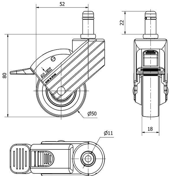 R.GIR.ESP.LISA C/ANILLA FR.GRIS 30HPFN50CP-PGI POLIAMIX-GOMA GR.LISO
