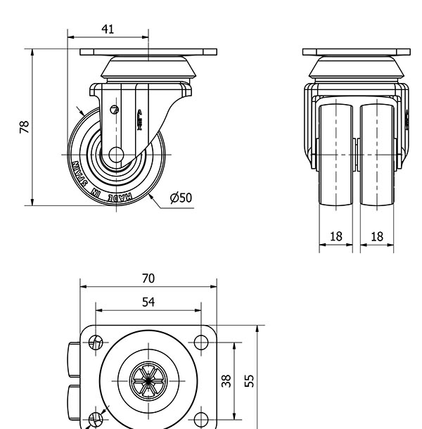 R.GIR.PLACA 10IR50-PPI POLIAMIX-POLIUR.ROJO (DOBLE) EJE LISO