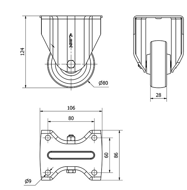 R.FIJA 17TV80-TD RESINA MARRON EJE LISO