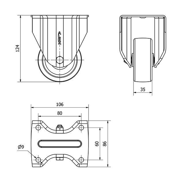 R.FIJA 17TV80-TN NYLON BLANCO EJE LISO