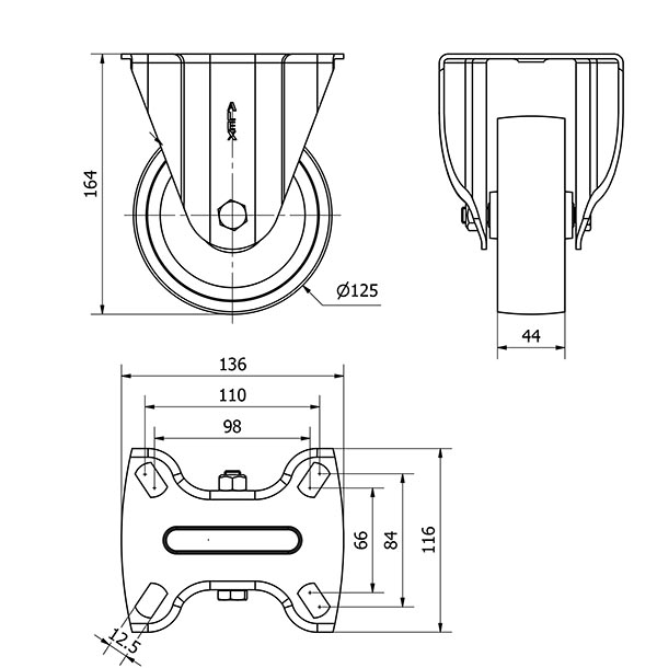 R.FIJA 17TV125-TA HIERRO FUNDIDO EJE LISO