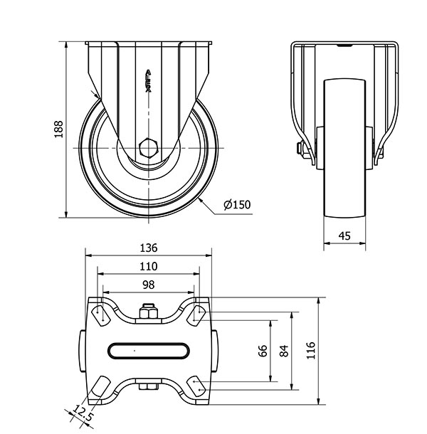 R.FIJA 17TV150-TA HIERRO FUNDIDO EJE LISO