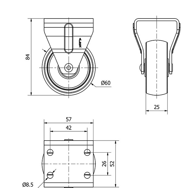 R.FIJA 17ZR60-BP PLASTICO BLANCO EJE LISO