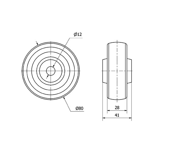 RUEDA TD80-12-41 RESINA MARRON EJE LISO