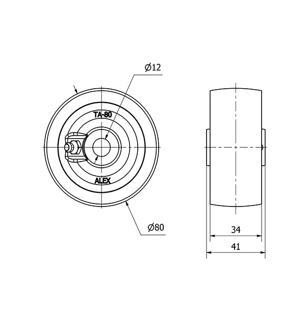 RUEDA TA80-12-41 HIERRO FUNDIDO EJE LISO