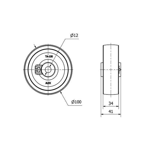 RUEDA TA100-12-41 HIERRO FUNDIDO EJE LISO