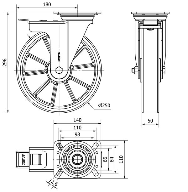 R.GIR.PLACA FRENO 4mm 10ZVRFD250-AUB ALUMINIO-POLIUR.NARANJA BOLAS