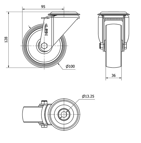 R.GIR.AGUJERO M12 20ZV100-TN NYLON BLANCO EJE LISO